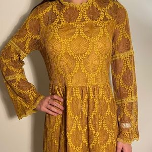 Mustard color lace dress